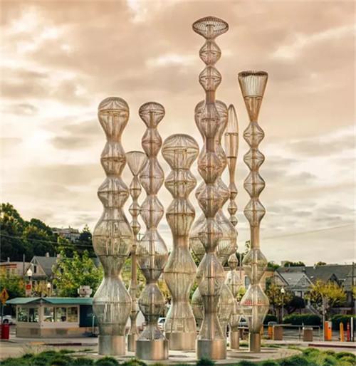 Pillar Columnar Abstract Metal Sculptures 316L Stainless Steel Outdoor For