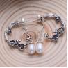Buy cheap 925 Silver Engraved Designs Flower Hoop Earrings with Pearl (055132) from wholesalers