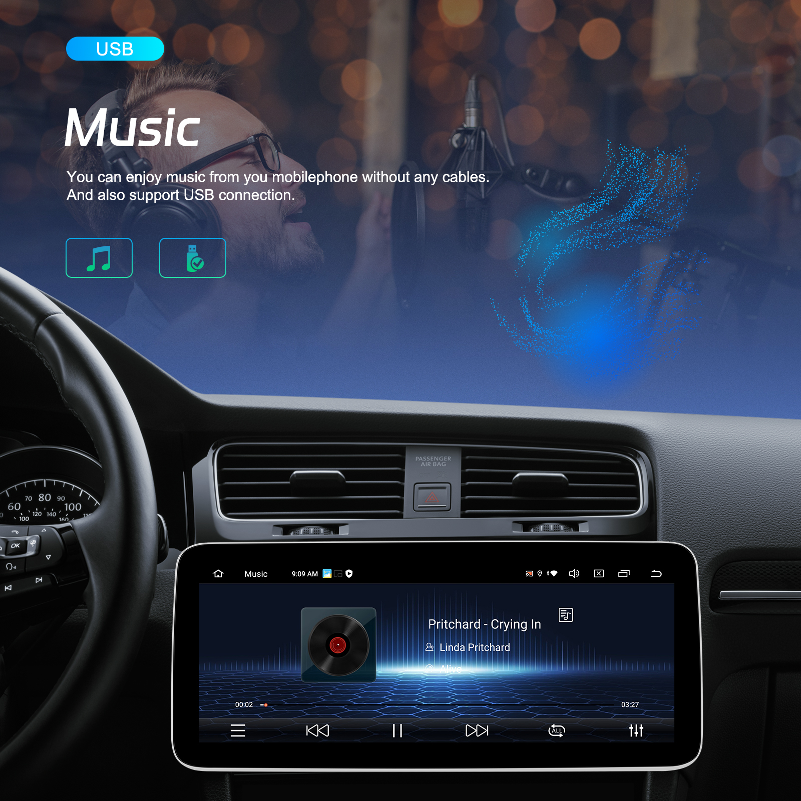 12.3'' QLED Screen 4G LTE Wifi DSP Carplay Android Auto 2Din Car Radio For BMW/Benz/Audi Universal