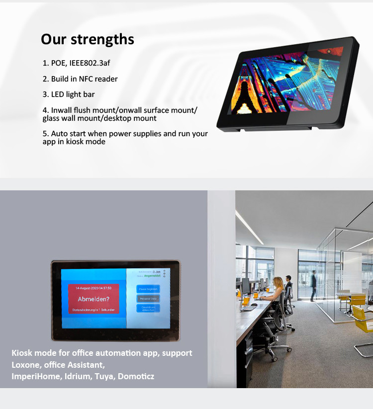 7 Inch Industrial No Battery Wall Recessed Android Touch Screen Integrated LED Light Tablet PC