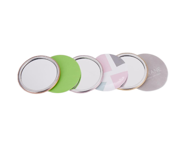 Mini Unique Silver Compact Mirror Engraved Debossing Metal Logo Single Sides