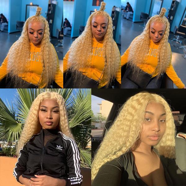 Buy cheap Deep Wave 100% Peruvian Ombre Human Hair Extensions 613# Blonde Color For Lady from wholesalers