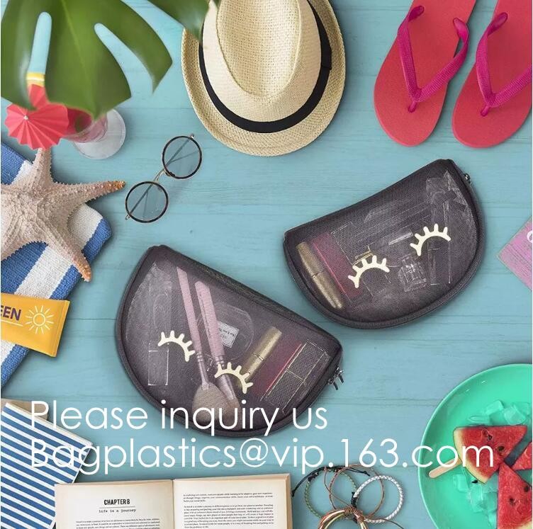 Multipurpose Nylon Mesh Cosmetic Bag Makeup Travel Cases Pencil Case Travel Organizers,Pouch for Offices Travel Accessor