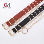 Full Hole Ladies Leather Belt Hip Hop Punk Style Street Cool Wind Chain