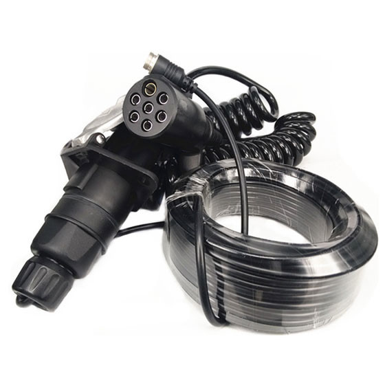 Custom Waterproof 7 Pin Coiled Trailer Cable For 1 Channel Camera