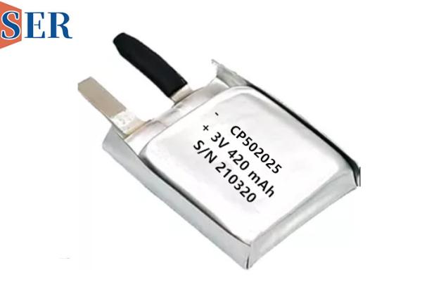 CP502025 Li-MnO2 Soft Ultra Thin Battery Pouch Cell 550mAh Long Life For Animal