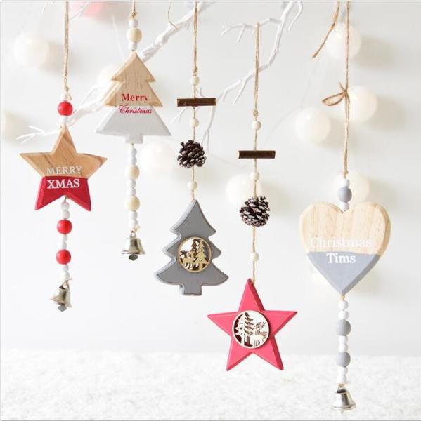 Buy cheap New Year Wood craft Christmas Ornaments Pendant Hanging Gifts star heart Xmas Tree Decor Home party christmas decor from wholesalers