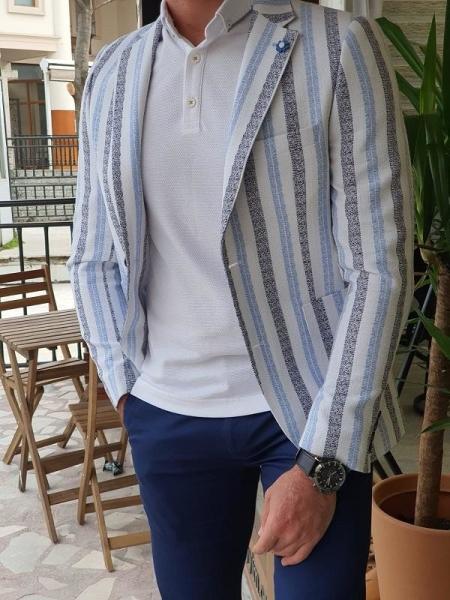 Buy cheap Striped Cotton Business Casual Suit Jacket Business Casual Interview Outfits from wholesalers
