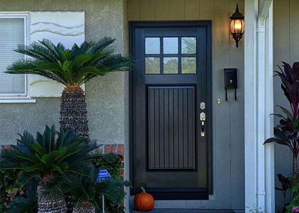Buy cheap Entrance Teak Solid Wood Doors With Tempered Double Glazed Glass , Damp Proof from wholesalers