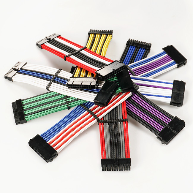 PSU Cable 24pin ATX 4+4pin EPS 8pin PCI-E 6pin PCI-E SilverJacketed PSU Extension Cable Blue Yellow Pink Orange