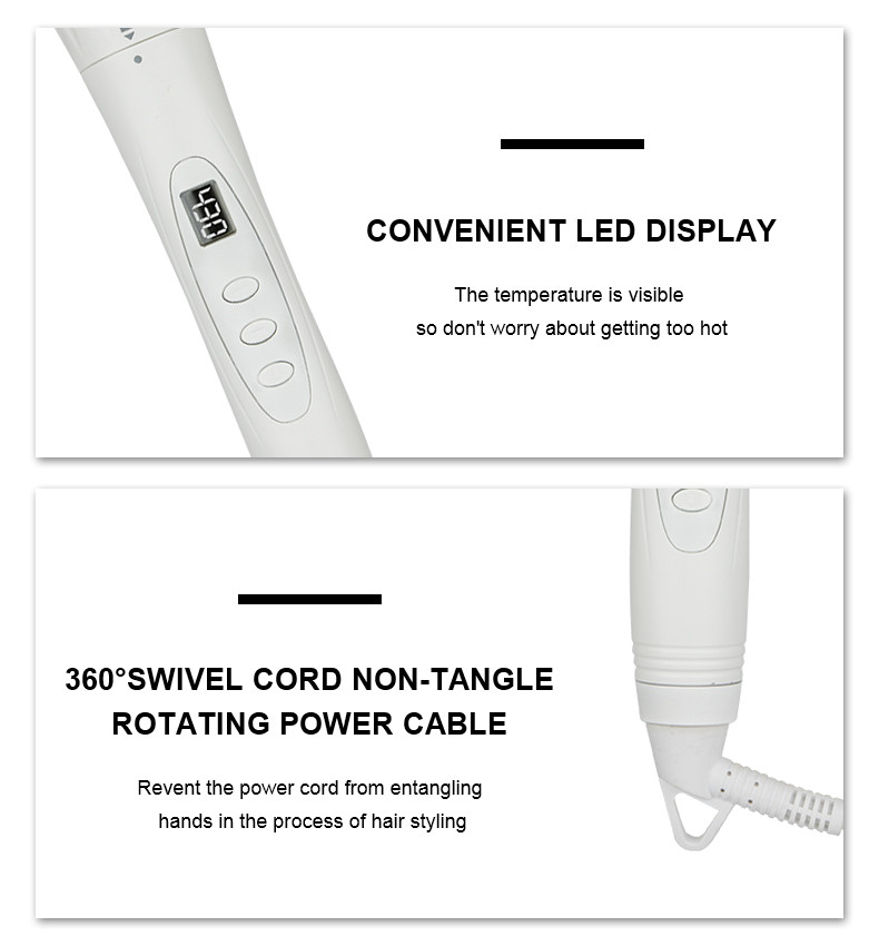 3 Barrel Interchangeable Curling Iron Set with Peacock Pattern Coated