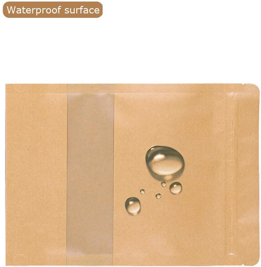 Biodegradable Eco Friendly Food Stand Up Pouch White Brown Kraft Paper Zipper Bag with Window