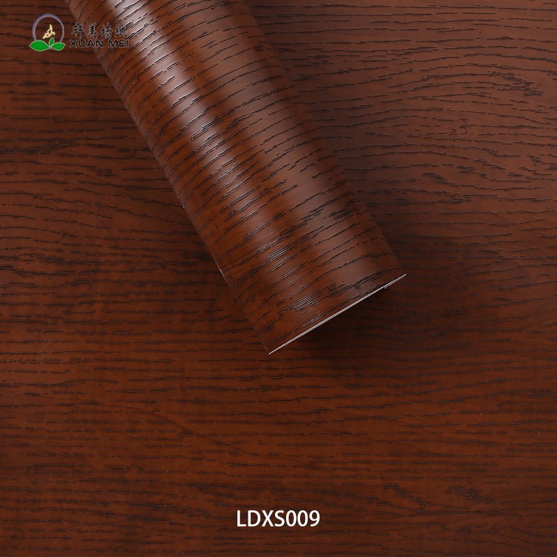 Self-Adhesive High Glossy Wood Grain Film PVC Decorative Film for Furniture Renovation