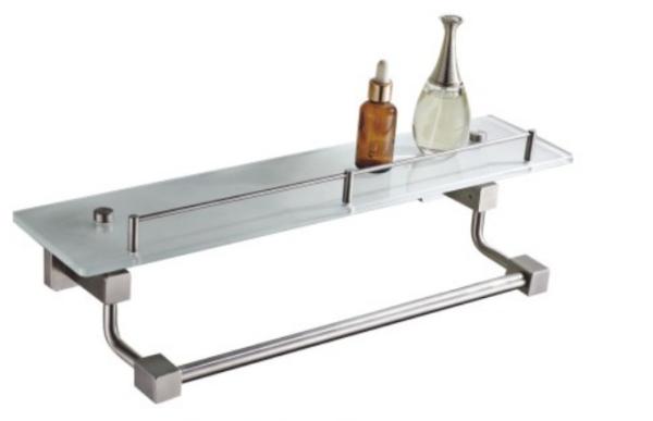 Buy cheap Glass Shelf with rail83410B -Square &Stainless steel 304&Brush&glass & Bathroom Accessories&kitchen,Sanitary Hardware from wholesalers
