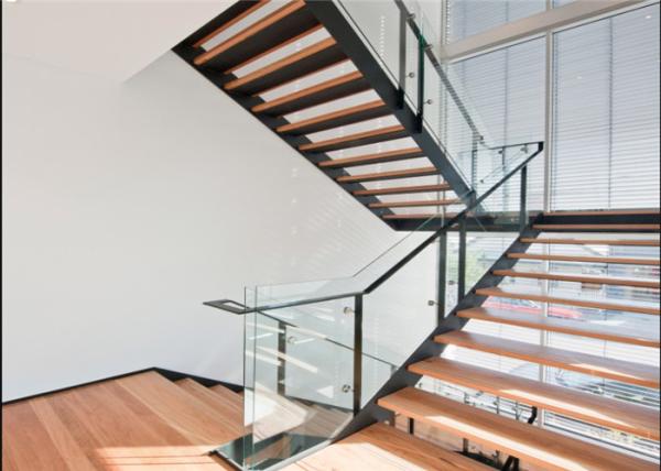Buy cheap CFoshan Steel Structure Straight Flight Staircase , Durable Double Beam Design from wholesalers