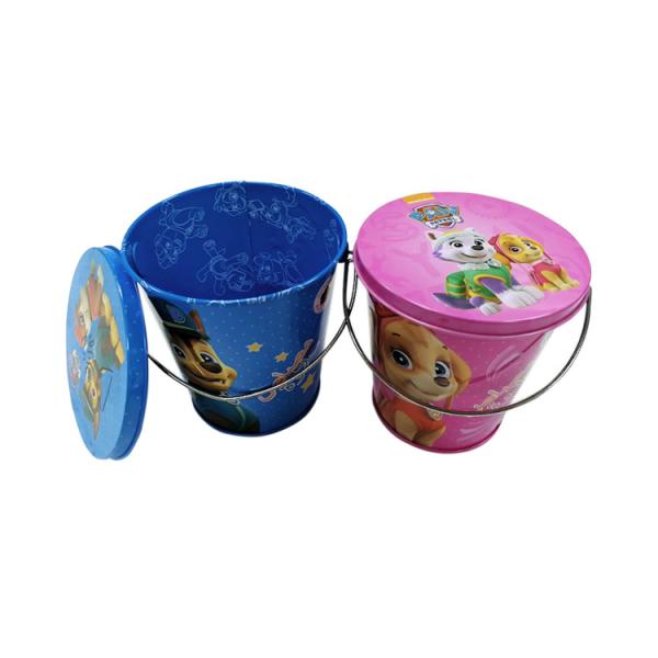 Buy cheap Mini Embossed Christmas Tin Pail Buckets With Lid And Handle Candy Holiday Packaging from wholesalers