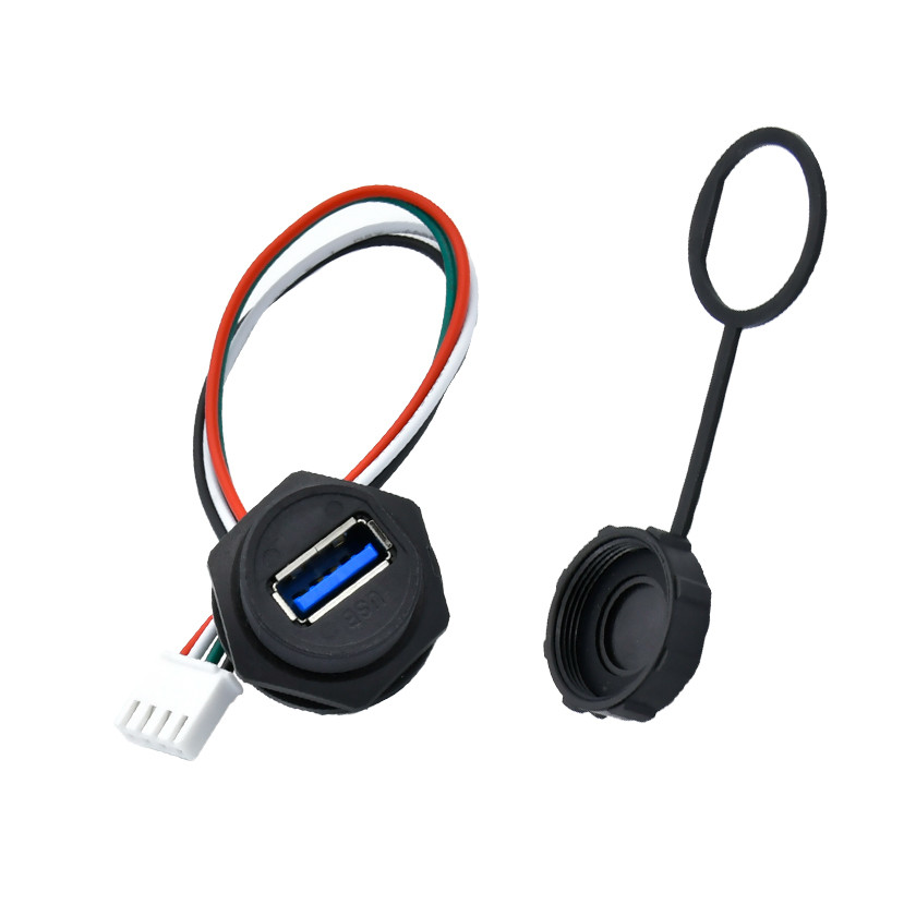 USB3.0 Adapter M12 Waterproof Connector PA66 PVC Male To Female Epoxy Resin