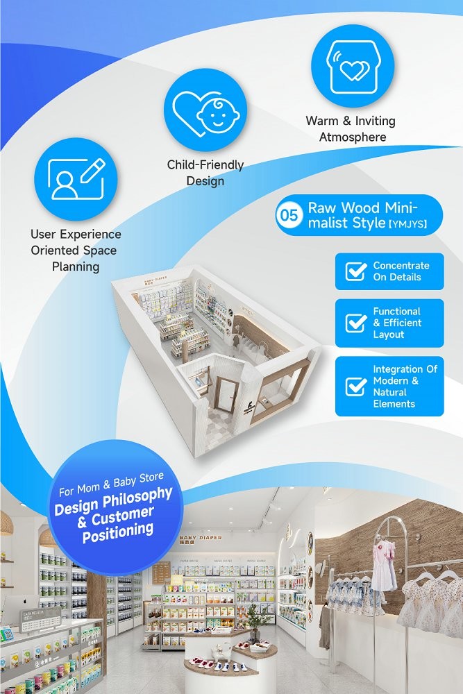 05-YMJYS Maternity And Baby Shop Display With Raw Wood Minimalist Style
