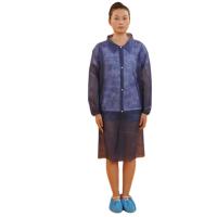 Buy cheap Purple Colored Sterile Disposable Non Woven Lab Coat With Collar 18-65gsm product