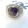Buy cheap (R-010) Women Fashion Jewelry Silver Plated Ring with 11mm Amethyst Cubic Zircon from wholesalers