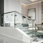 Sleek PSS Stainless Steel Handrails with Crystal Accents for Glass Balustrades