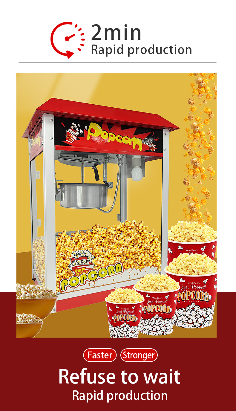 Red Industrial Commercial Popcorn Machine for Cinema Electric Automatic Popcorn Maker