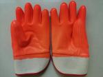 Fluorescent Orange Oil Resistant Insulated PVC Gloves Fully Coated PVC Dipped