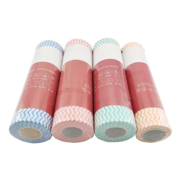 Spunlace Kitchen Cleaning Towel Roll , Multicolor Disposable Washcloths For