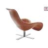 Buy cheap Frame Leather Lounge Fiberglass Dining Chair Revolving Disk Shaped Stainless Steel Base from wholesalers