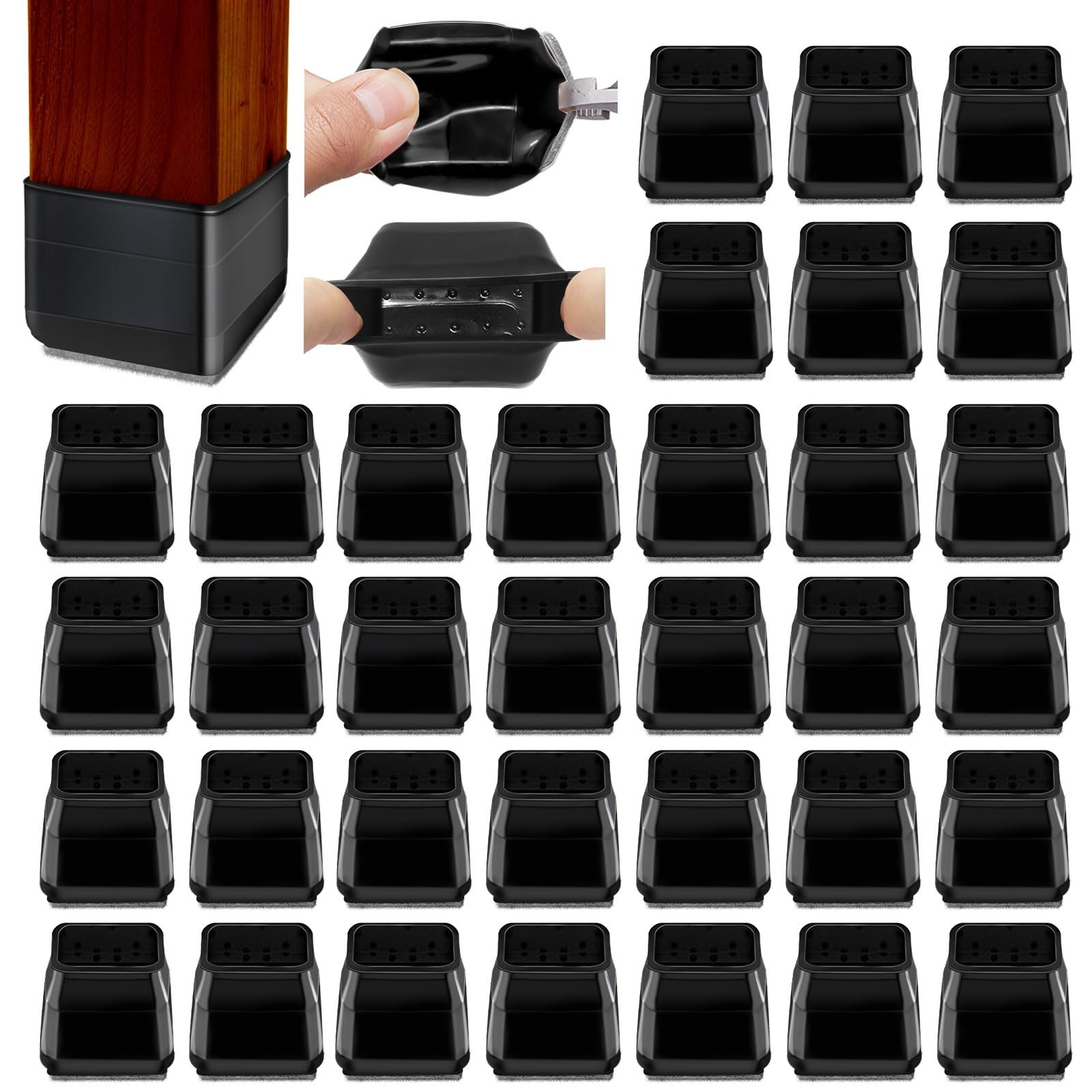 Silicone Chair Leg Floor Protectors Furniture Leg Protectors With Felt Black Table Leg Pad Brown