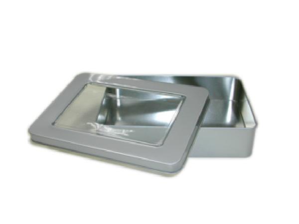 Buy cheap 189*130*42hmm Square Tin Box With Clear Window Lid , Metal Coffee Box from wholesalers