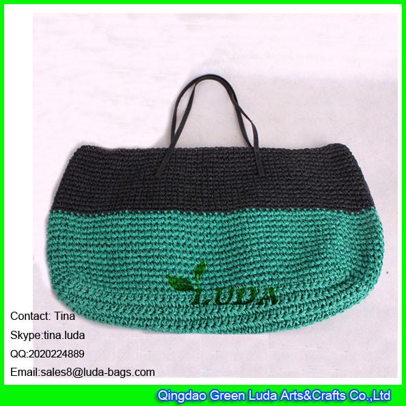 Buy cheap LUDA women striped leather handels paper straw crochet tote bag from wholesalers