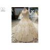 Buy cheap High Neck Ivory Ball Gown Wedding Dress Backless Long Sleeve Gold Beading from wholesalers