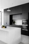 Luxury Simple House Furniture , Black Veneer Waterproof Kitchen Cabinet