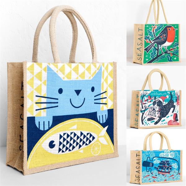 Buy cheap Personalized Animal Print Large Burlap Beach Bag With Cotton Handles from wholesalers