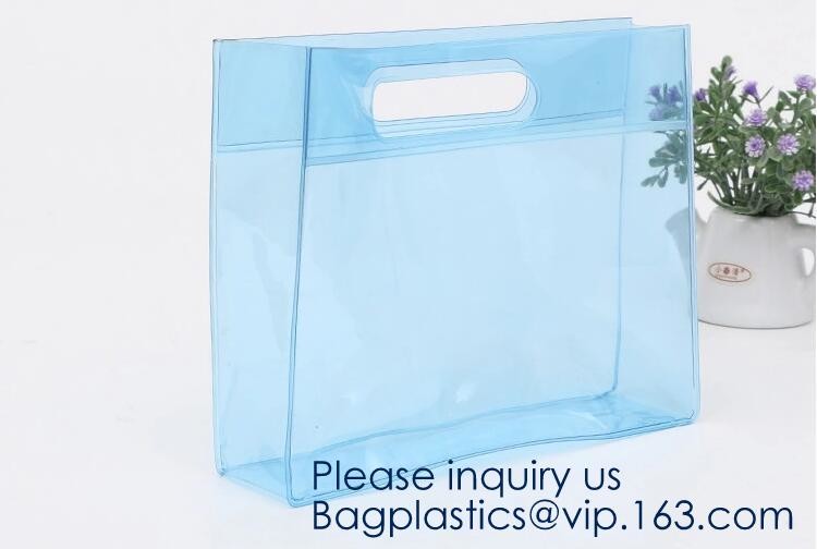 Vinyl Transparent PVC Gusset Bag Plastic Tote Shopping Bag For Packaging TPU Laser Makeup Handbag PVC Cosmetic Shopping