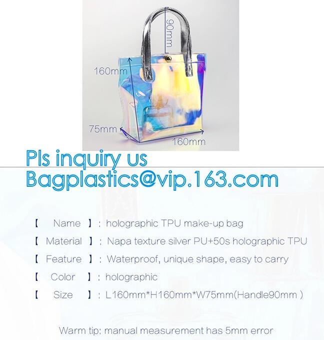 Tote Bags for Shoulder Clear Purse PVC Transparent Handbags, laser pvc shopping bag fashion transparent PVC tote handbag