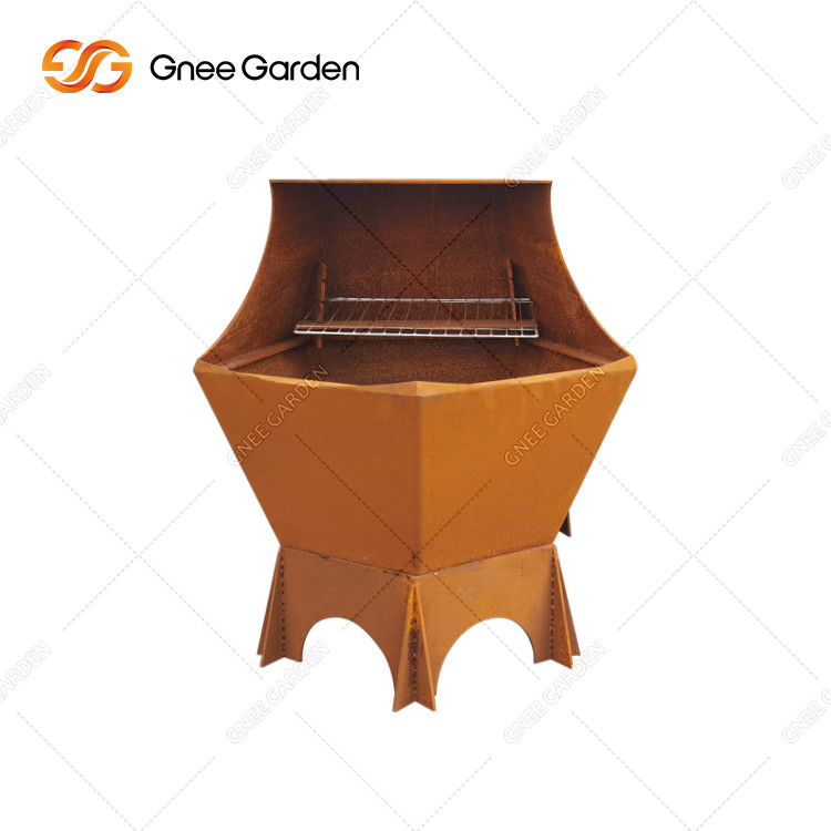 Custom Outdoor Patio Kitchen Cooking Corten Steel Charcoal Bbq Grill