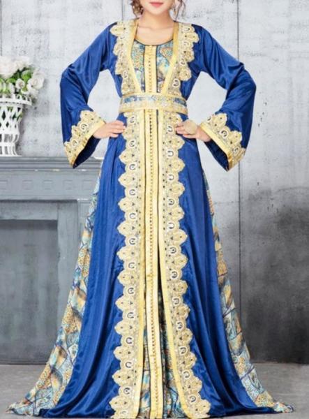 Buy cheap Low Moq Clothing Manufacturer Lady Long Sleeve Maxi Dress Dubai Gown Print Dress Muslim Robe from wholesalers