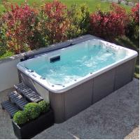 Buy cheap 4 Meters Acrylic White Endless Swimming Spa Pool Combo Hot Tub With 6 Seats product