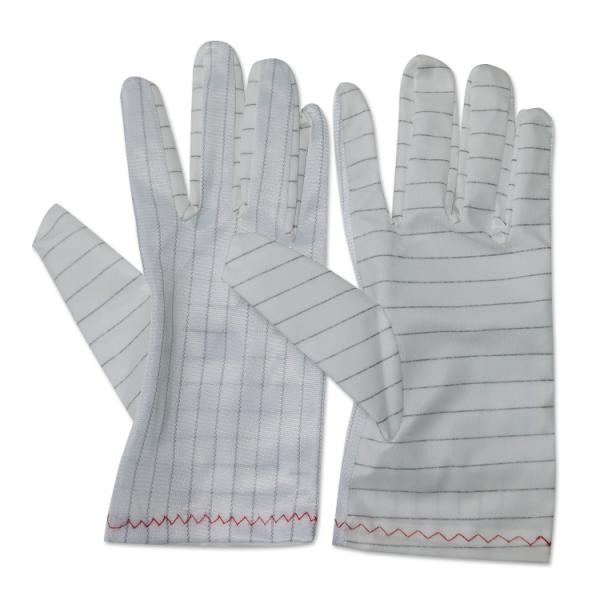 Buy cheap White Stripe PU Fabric ESD Anti Static Gloves Lint Free For Industrial Cleanroom from wholesalers