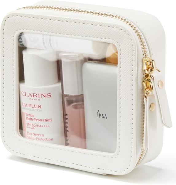 Buy cheap Small Cosmetic Bag for Purse Mini Makeup Bag for School Cute Clear Make Up Pouch for Travel Tiny Leather White Make Up O from wholesalers