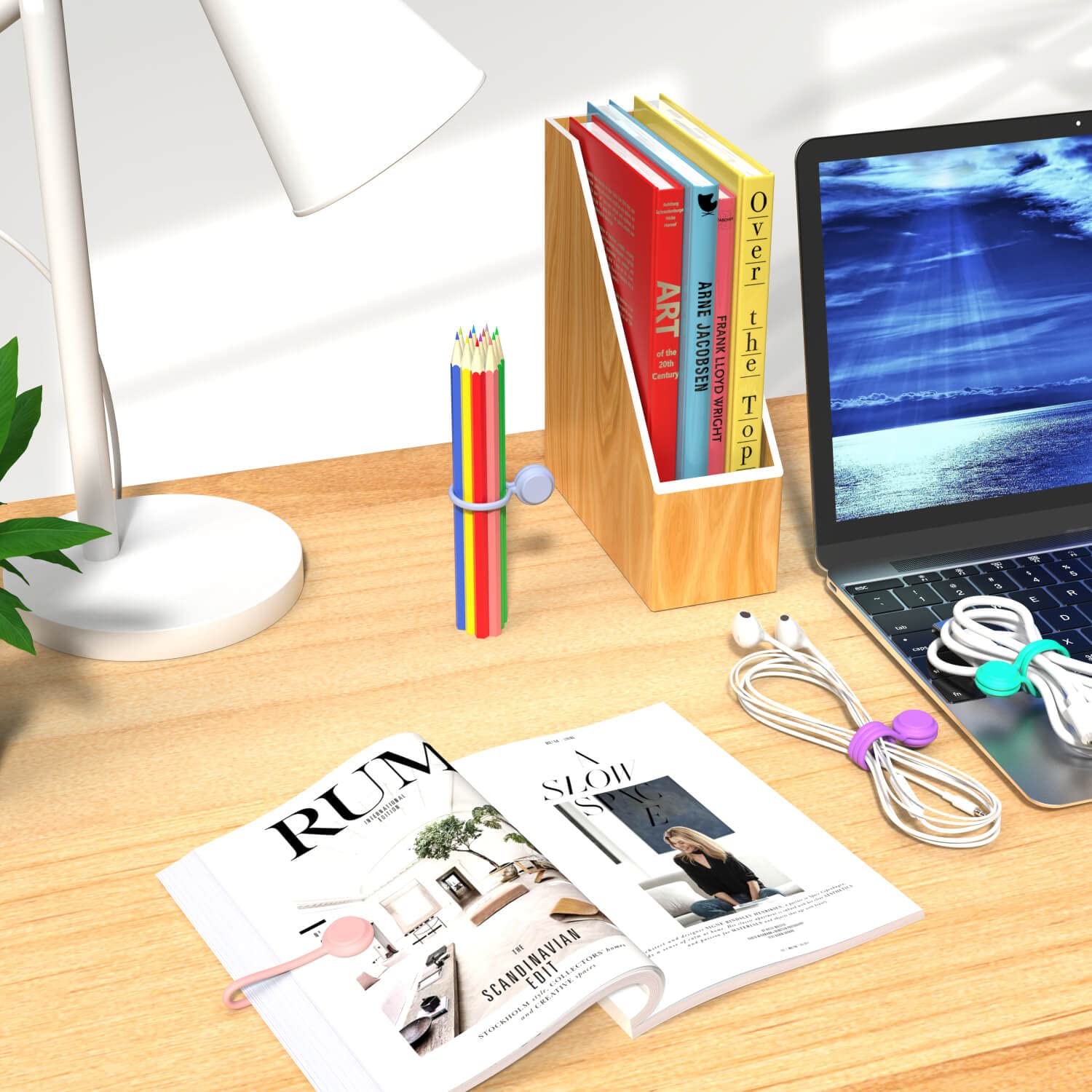 Silicone Magnetic Cable Ties Reusable Cable Organizers Earbuds Cords USB Cable Manager Keeper Wrap Ties Straps Bookmark