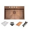 Buy cheap Copper Basin Single Drop In Kitchen Workstation Sink Square downspout Drainer from wholesalers