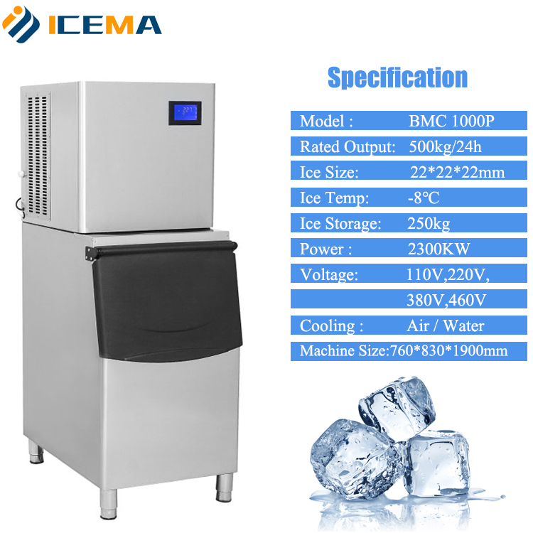 Advanced 500kg Automatic Cube Ice Maker Machine for Commercial Refrigerant R404A