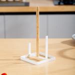 Disassembly Wire Bamboo Kitchen Paper Roll Holder Restaurant Paper Towel Holder