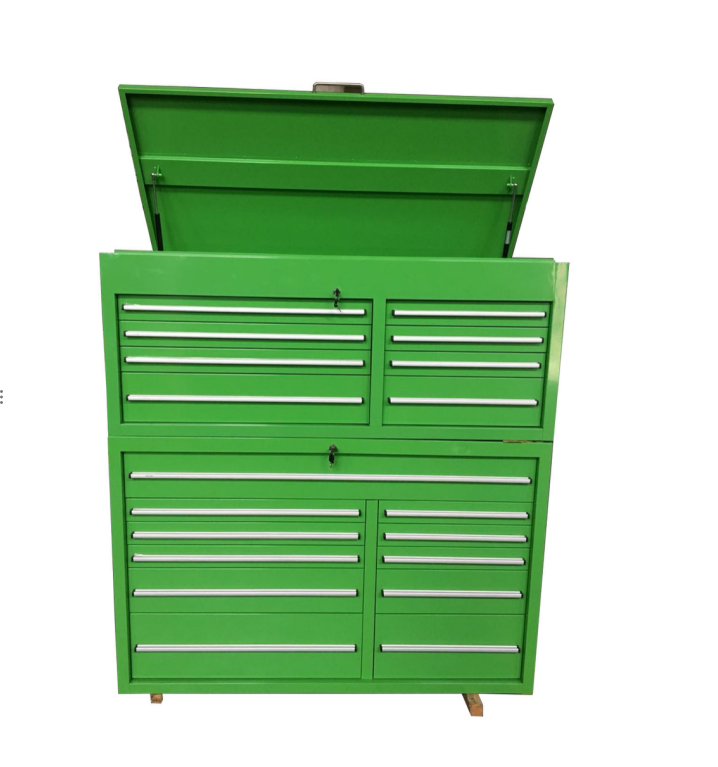 Customized Support Black and Green Metal Tool Chest Cabinet for Workshop Storage