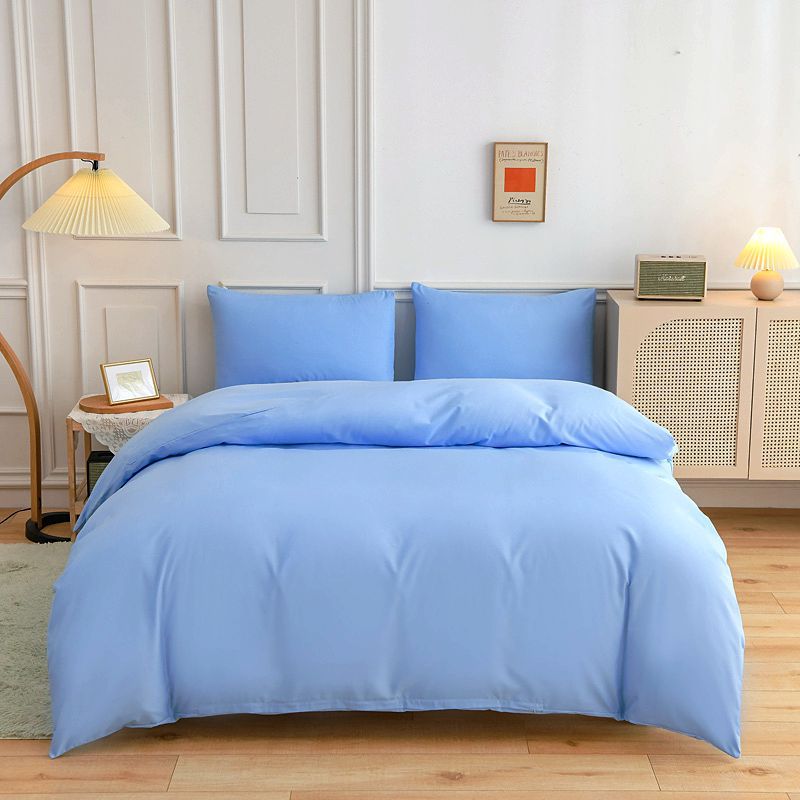 Contrast Color 4 Pcs Microfiber Bedding Set Solid Green Duvet Cover for King Size Bed