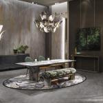 Italian Marble Luxury Style Dining Room Furniture Set Stainless Steel Leg Dining