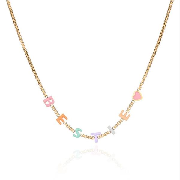 Custom Name Necklace Individual Letters Enamel Personalized Gold Necklace